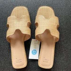 A New Day Tan Slide Sandals with Cutout Design